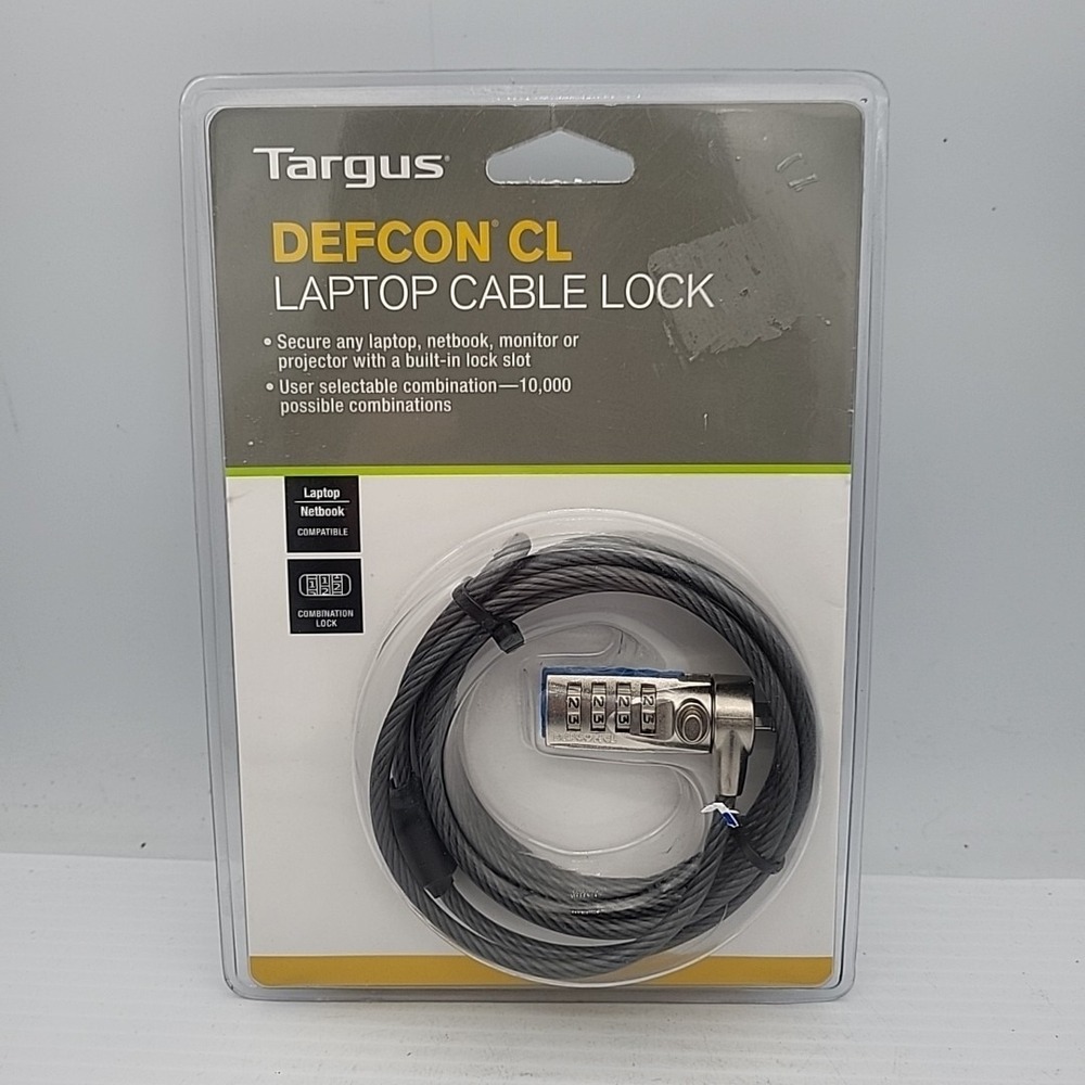 Targus Defcon CL Laptop Security Combo Combination Cable Lock PA410U New‎ in Pkg